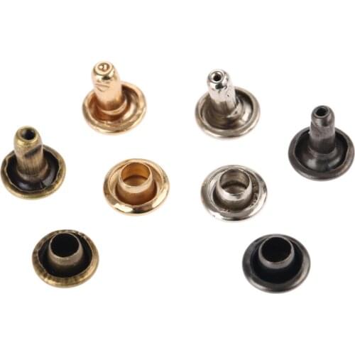 100sets 6mm 8mm 10mm Double Cap Rivets Studs Round Rivet for Leather Craft Bag Belt Garments Hat Shoes Pet Collar Decor