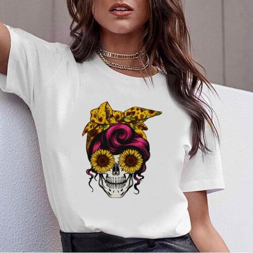 T-Shirts For Women Skull Print Cartoon 90s Casual Top Lady Womens Harajuku Graphic T Shirt Ladies Female Tee T-Shirt