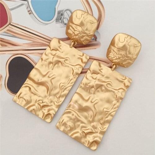 Irregular Hammered Effect Rough Oval Square Big Drop Earrings For Women Girl Elegant Gorgeous Casual Chunky Jewelry Accessory