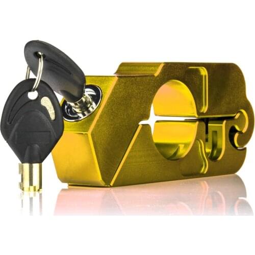 Golden CNC Aluminum Handle Grip Security Locks Handlebar Brake Lever Lock for Scooters ATV Motorcycles Dirt Street Bikes