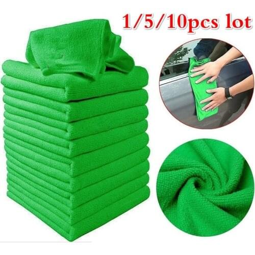1/5/10PCS Green Microfiber Cleaning Auto Car Detailing Soft Cloths Wash Towel Dust Cleaning Products