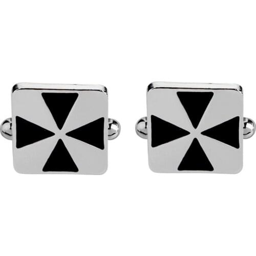 1 Pair New Simple Style Black Rectangle Cufflinks Mens Shirt Cuff Button Christmas Gifts for Men Silver Plated Cuff link