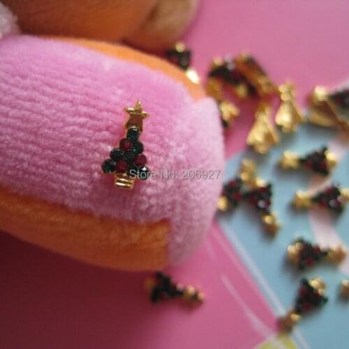 MD-153 10pcs Fancy Christmas Gold Tree Deco Metal Charms Metal Deco Charms Nail Art