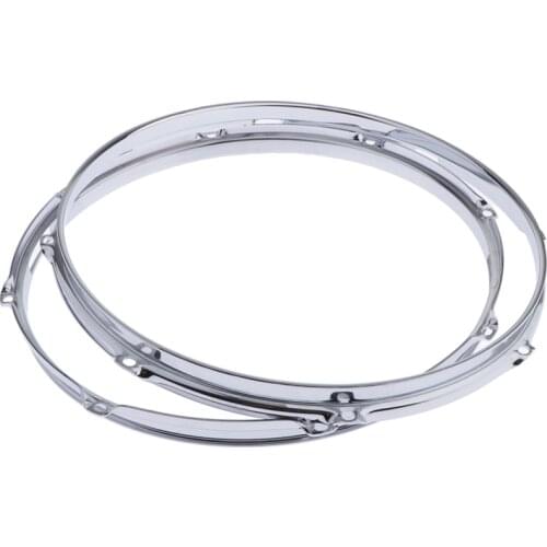 2 Pcs Premium Alloy Steel Snare Drum Hoop Rim 14 inch 8 Holes 2.5mm