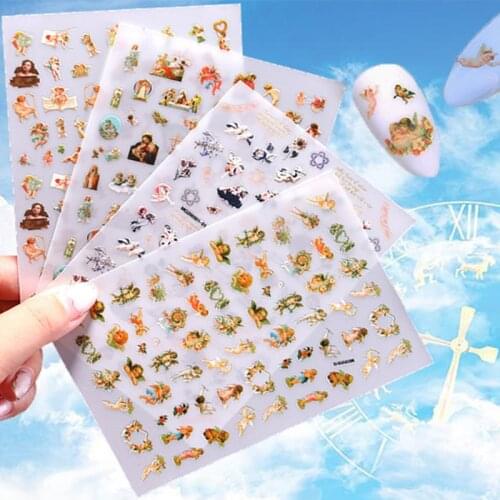 2021New Design Nail Art Stickers Baby Angels Nail Art Stickers Self-Adhesive Nail Decals for Nails Design Manicure Tips Decorat