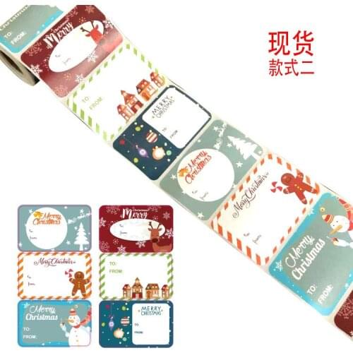 250pcs/roll Christmas Decoration Gift Stickers Xmas Paper Self-adhesive Sticker DIY Gift Packing Label Sealing Sticker