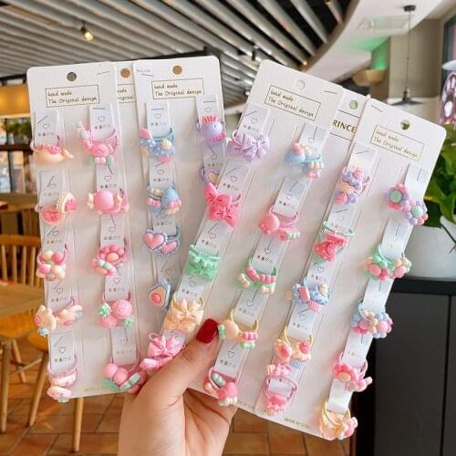 40pcs Cartoon Flower Pink Elastic Hair Bands Little Girls Bowknot Candy Hair Ties Stretch Rope Hair Gum Princess Accessories
