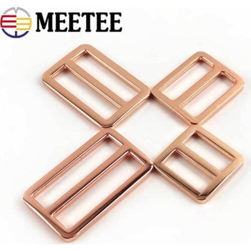 5/10pcs 19/25/32/38mm Metal Tri-Gilde Buckle Rose Gold Bag Strap Webbing Adjust Hook Clasp DIY Belt Ring Buckles Accessories