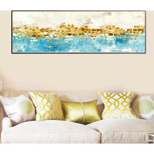 Abstract Golden Yellow Tree Blue Canvas Painting Nordic Fashion High Definition Pictures For Living Room Bedroom Decor Unframed