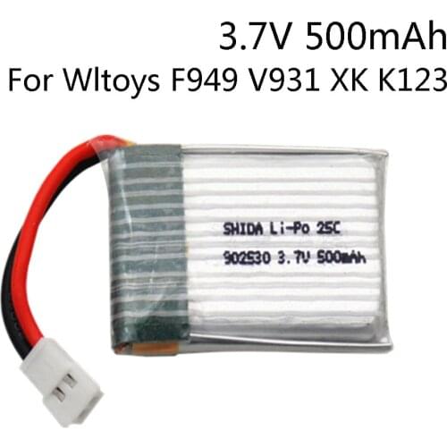 LiPo Battery For Wltoys V931 F949 XK K123 6Ch RC Helicopter 3.7V 500mAh 25C 902530 battery for WLtoys V931 toys accessory
