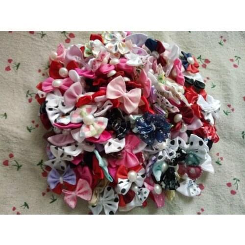 Handmade Pet Grooming Diy Accessories Products Dog Bow Pearl Little Flower Bows For Dogs Charms Gift 100pcs