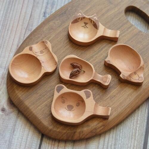 Japanese Style Cartoon Sauce Dish Chopstick Holder Dual-Use Seasoning Dish Household Dish Solid Wood Seasoning Dish