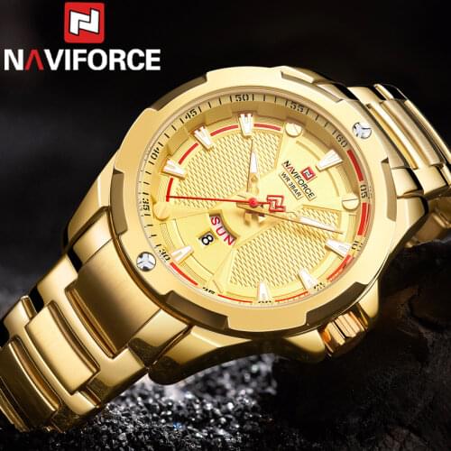 NAVIFORCE Men Wristwatch Top Brand Luxury Waterproof Man Watch Business Stainless Steel Sport Military Quartz Male Clock 9161