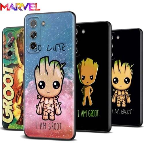 Marvel Groot Art for Samsung S20 FE Ultra Plus A91 A81 A71 A51 A41 A31 A21S A72 A52 A42 A02S Soft Black Phone Case