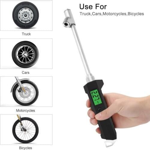 Digital Tire Pressure Gauge Backlit LED Dark Night Green Daytime Dual-head Tool ABS Rotating Chuck 200 PSI LCD Pressure Gauge