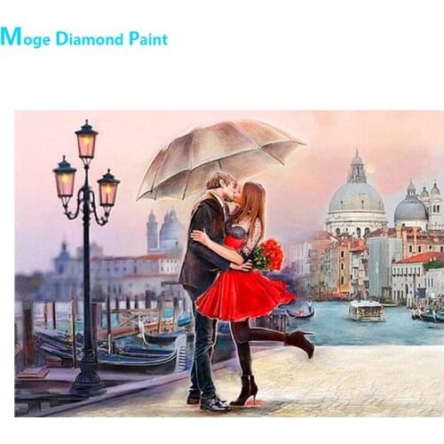 Lovers Under the Umbrella Diamond Painting Full Round Portrait New DIY Sticking Drill Cross Embroidery 5D
