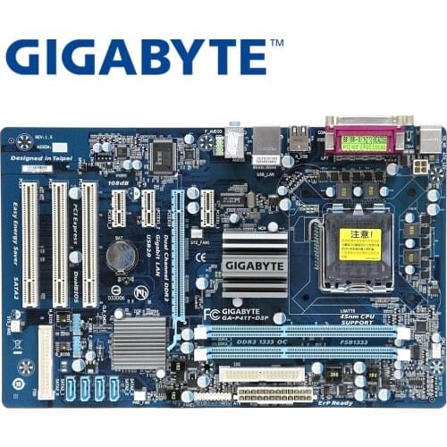 GIGABYTE GA-P41T-D3P Desktop Motherboard G41 Socket LGA 775 For Core 2 Pentium Celeron DDR3 8G ATX Used Mainboard P41T-D3P