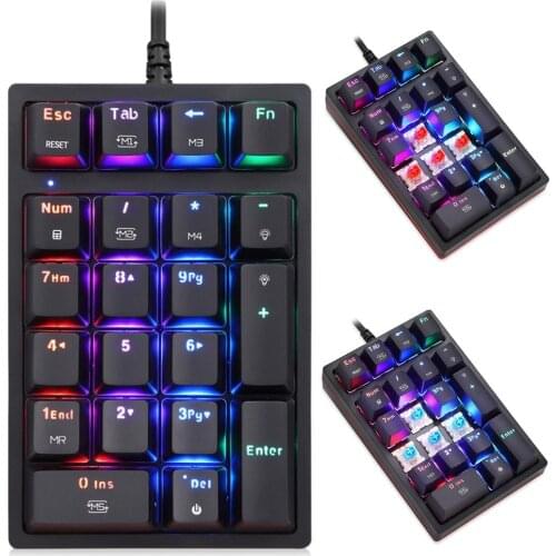 K24 LED RGB Backlight Extended 21 Keys Wired Mechanical Keyboard for Computers