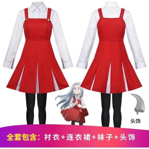 Anime Boku No My Hero Academia Season4 Eri Cosplay Costume Uniform Dress Halloween Costume Wig Horn Socks for Women