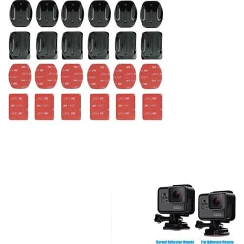 For Go Pro Xiaomi Yi SJCAM Action Camera Helmet Board Car Adhesive Mounts For GoPro 7 6 5 4 3 Curved Flat Mounts 3M Sticky Pads