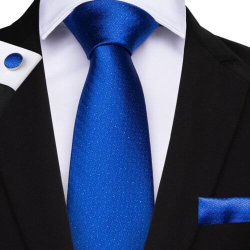 8 Styles Blue Color Men Ties Necktie Hanky Cufflinks Classical 100% Silk 8cm Neck Ties Men Necktie Striped Floral Solid Gravatas