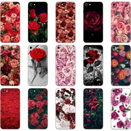 06DD Beautiful Garden Red Roses Flowers Soft Silicone Cover Case for iphone 5 5s se 6 6s 8 plus 7 7 Plus X XS SR MAX case
