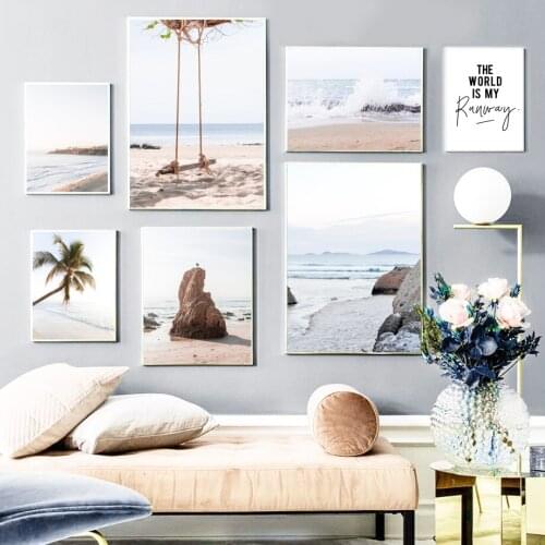 Wall Decor Nordic Canvas Painting Seascape Wall Art Prints Summer Sea Poster On The Wall Loft Pictures for Living Room