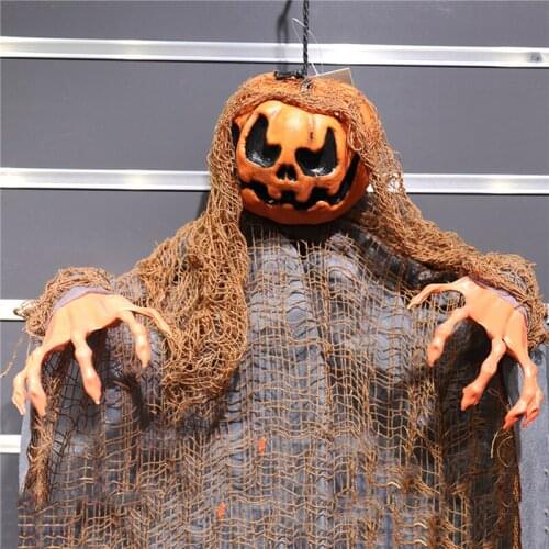 2021 New Halloween Pumpkin Hanging Ghost Terror Decoration Supplies Secret Room Escape Props Halloween Skull Scary Props