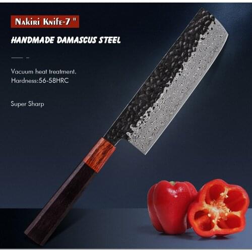TURWHO Handmade Nakiri Knife 3 layers Japanese 9Cr18MoV steel Kitchen Knives ECO Friendly Chef Cooking Tools Vegetables Slice