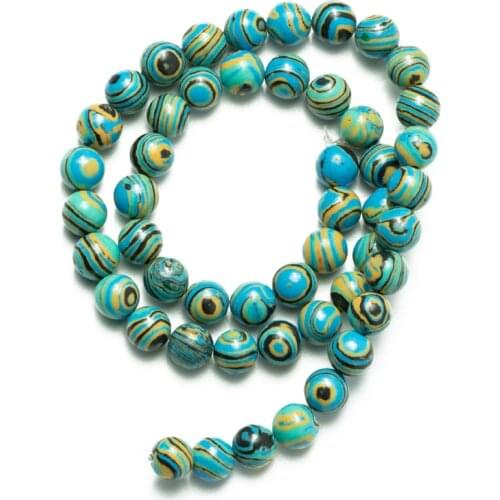 Wholesale Black Blue Malachite Stone Round Loose Beads 4 6 8 10 12mm for Jewelry Making Accessories Necklace Bracelet DIY