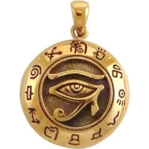 Antique Gold Color Plated Round Eye Of Horus Egyptian God Symbol Pendant