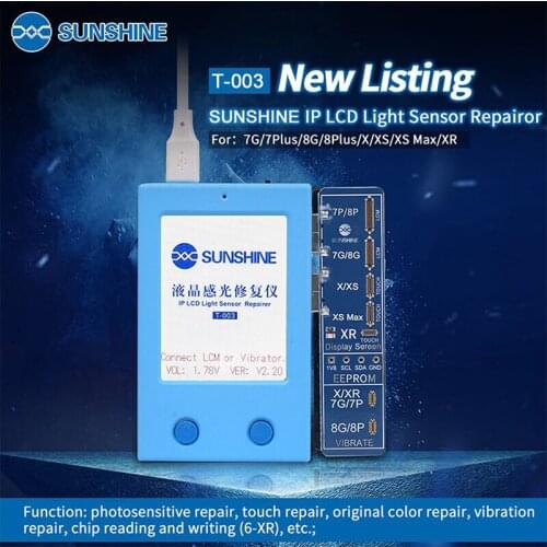 SUNSHINE T-003 Light Sensor Programmer Auto Brightness Recover Box LCD Screen EEPROM IC Tools For 7/7P/8/8P/X/XR/XS/XS MAX