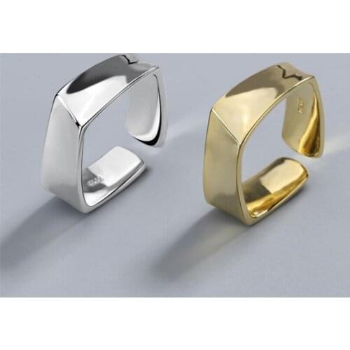 Simple Classic Width Geometric Open Rings Handmade Jewelry Wedding Accessories For Women Men Gold Silver Color Square Ring