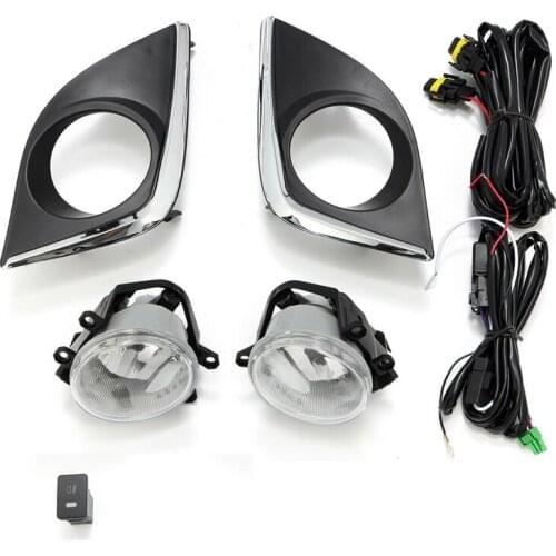 Car Front Bumper Clear Driving Fog Lights Lamps+Wirings+Silver Bezel for 2014-2017 Toyota Corolla Accessories