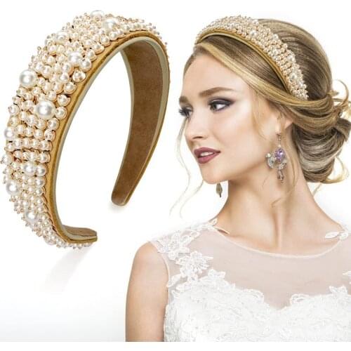 Luxury Pearl Heabands For Women Designer Hair Accessories Wedding Bridal Headwear Party Hand Made Bead Hairband Makeup Hair Band