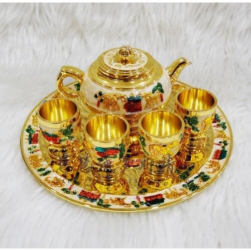Russian European Retro Tin alloy as auspicious tea set high-grade wine gift box Home Furnishing ornaments teapot