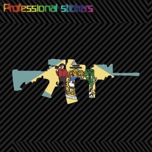 Delaware State Shape AR15 Sticker Decal AR-15 M16 M-16 DE Stickers for Car, RV, Laptops, Motorcycles, Office Supplies