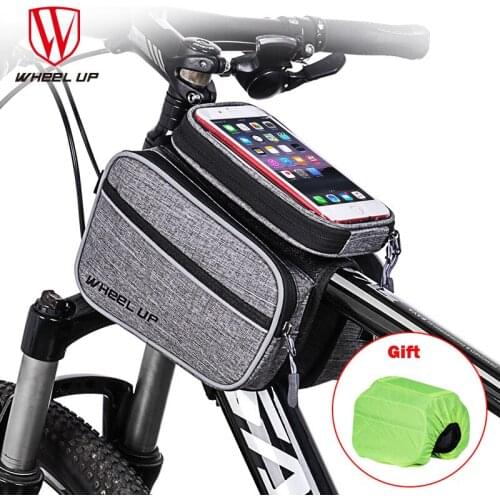 Cycling Mountain Bike Bag MTB Bicycle Front Frame Touch Screen Top Tube Phone Bags 6 inch with rainproof cover Bike Accessories