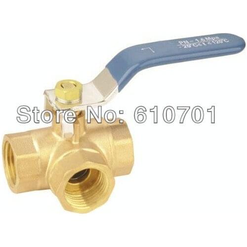 T Type T-Port or L Type L-Port Mountin DN32 1-1/4" 1.25"BSP Female Full Ports Brass Tee Ball Valve Three Way Pipe Fittings