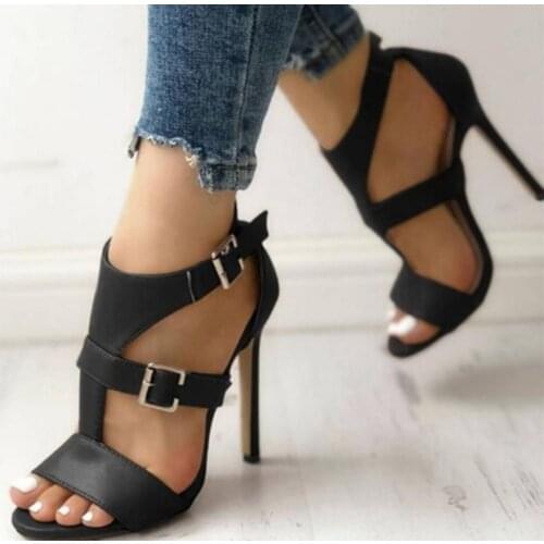 Large Size 2021High Heel Sandals Female Fish Mouth Boots With Belt Buckle Super Roman Fashion Sandals Chaussure Femme Shoes