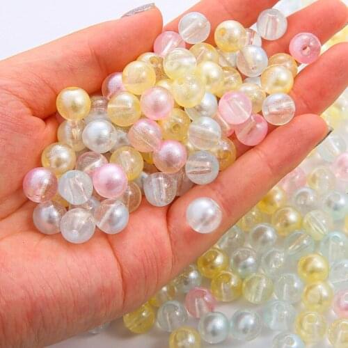 10mm Transparent Macaron Round Acrylic Beads Spray Color Gradient Loose Spacer Beads For Jewelry Making Diy Accessories