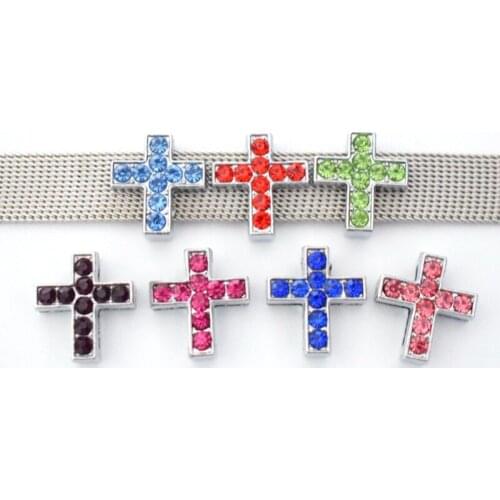 10mm Crystal Rhinestone Silver Flower Slide Beads Charms DIY Accessories Handmade Jewelry For Bracelets Key Chains Pet Collar