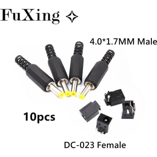 10Pcs DC-023 4.0mm x 1.7mm Black DC Power Jack Socket Connector DC023A 4.0*1.7mm Male 4.0x1.7 1.7mm needle DC Female Jack DC023