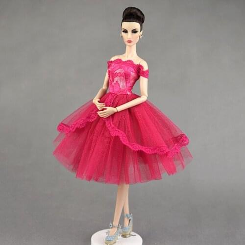 11.5" Fashion Rosy Lace Princess Dress for Barbie Doll Clothes Tutu Dresses Party Gown Vestido 1/6 BJD Dolls Accessories DIY Toy
