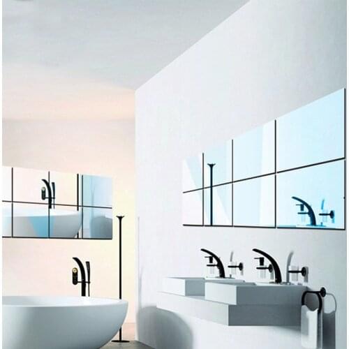 16pcs 15x15cm Square Mirror Tile Wall Stickers Decal WallPaper DIY Home for Bedroom Living Room Porch Decoration Home Decor