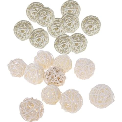20pcs 5cm Wicker Rattan Ball -For Home Garden Party Wedding Decorations DIY mixed white