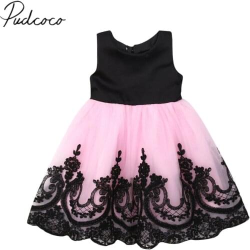 2019 Children Summer Clothing Toddler Baby Girl Sleeveless Dress Party Princess Floral Lace Patchwork Chiffon Sundress Outfit