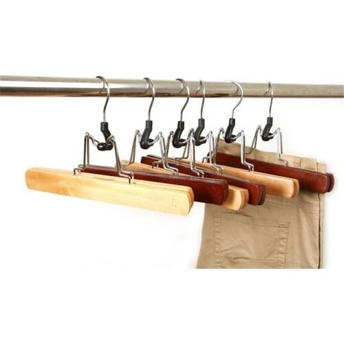 5pcs/lot Wood Dress Clip Wool Pants Hanger Mahogany Pants Clip Seamless Slip-resistant Wooden Wet And Dry Clothes Racks