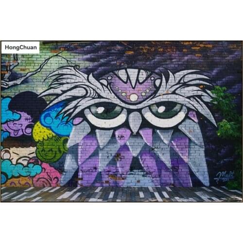 5D DIY Rhinestone Square/Round Diamond Painting "Abstract Colorful" Owl Cross Embroidery Mosaic Color Artist Home Decoration