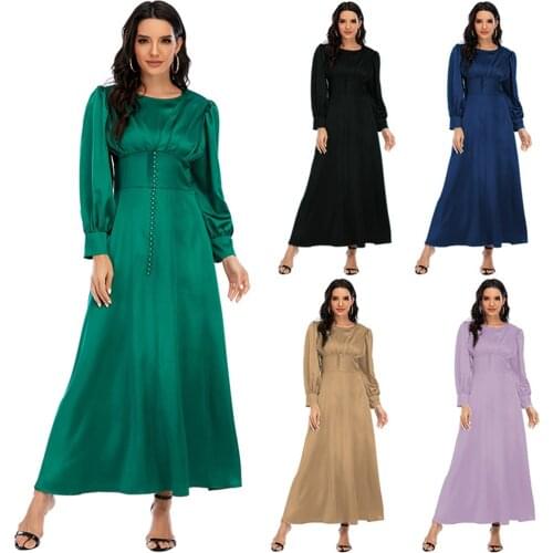 Abaya Dubai Muslim Long Satin Dress Kaftan Plus Size Evening Dresses For Women Vetement Robe Longue Femme Vestidos Mujer Casual